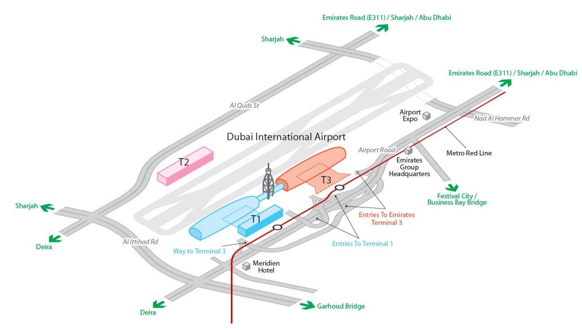خريطة مطارات دبي